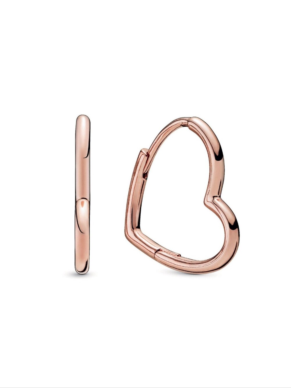 Pandora Asymmetric Heart Hoop Earrings, Rose Gold NWT